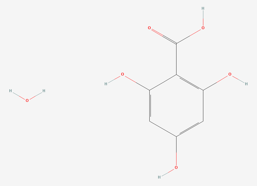 Two-dimensional chemical structure of 2,4,6-Trihydroxybenzoic acid monohydrate