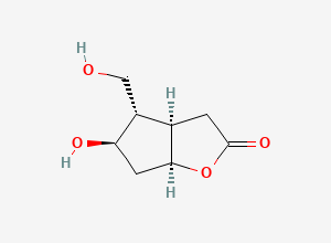 Two-dimensional chemical structure of (3aR,4S,5R,6aS)-(-)-Hexahydro-5-hydroxy-4-(hydroxymethyl)-2H-cyclopenta[b]furan-2-one