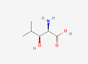 Two-dimensional chemical structure of (2R,3S)-2-amino-3-hydroxy-4-methylpentanoic acid