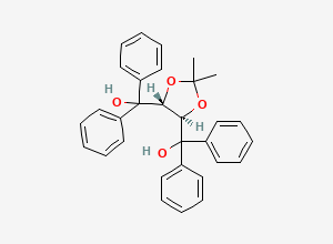 Two-dimensional chemical structure of ((4R,5R)-2,2-Dimethyl-1,3-dioxolane-4,5-diyl)bis(diphenylmethanol)