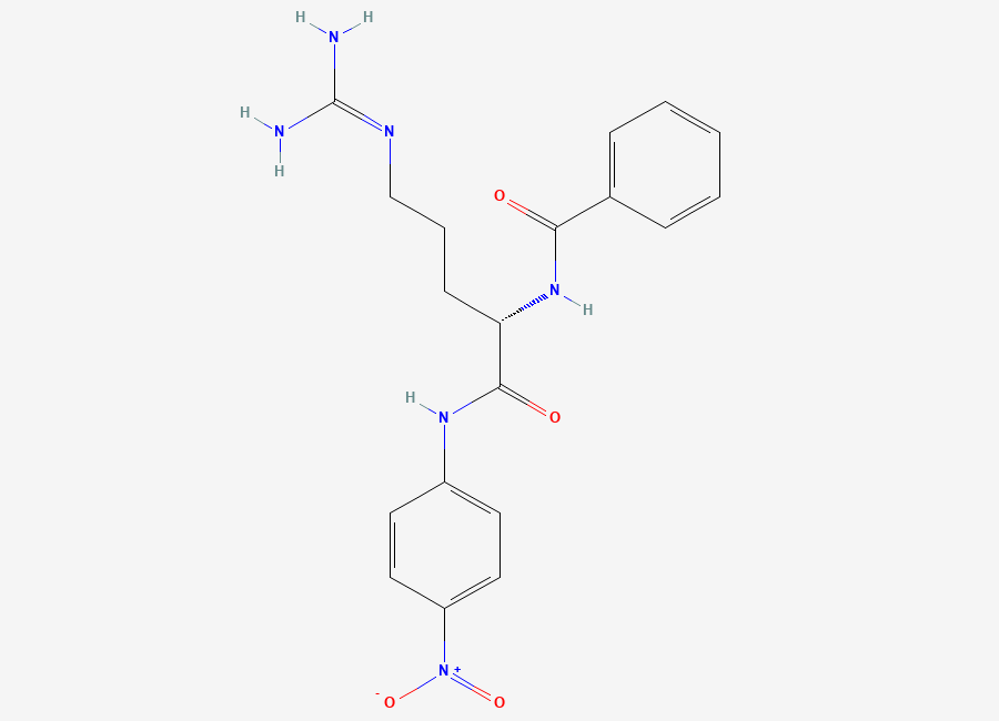 Two-dimensional chemical structure of N-benzoyl-l-arginyl p-nitroaniline