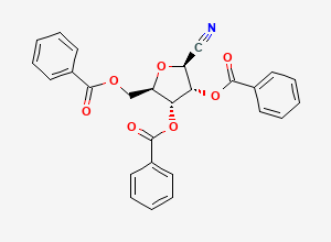 Two-dimensional chemical structure of 2,3,5-Tri-O-benzoyl-beta-D-ribofuranosyl cyanide
