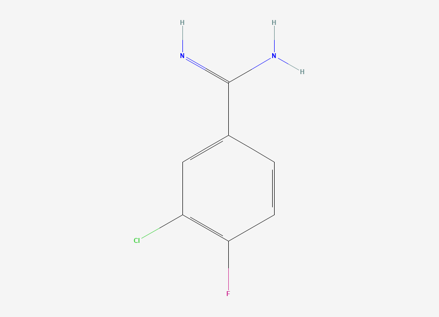 Two-dimensional chemical structure of 3-Chloro-4-fluoro-benzamidine