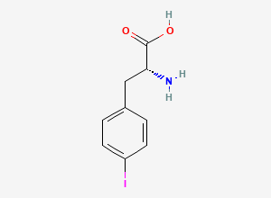 Two-dimensional chemical structure of 4-Iodo-D-Phenylalanine, CAS 62561-75-5