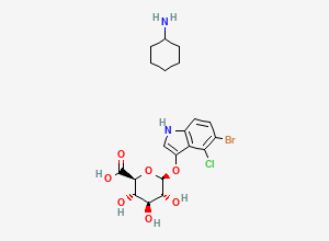 Two-dimensional chemical structure of beta-D-Glucopyranosiduronic acid, 5-bromo-4-chloro-1H-indol-3-yl, compd. with cyclohexanamine (1:1)