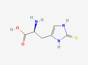Two-dimensional chemical structure of (alphaS)-alpha-Amino-2,3-dihydro-2-thioxo-1H-imidazole-4-propanoic acid