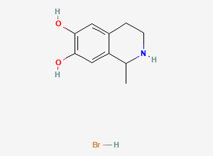 Two-dimensional chemical structure of 1-Methyl-6,7-dihydroxy-1,2,3,4-tetrahydroisoquinoline hydrobromide