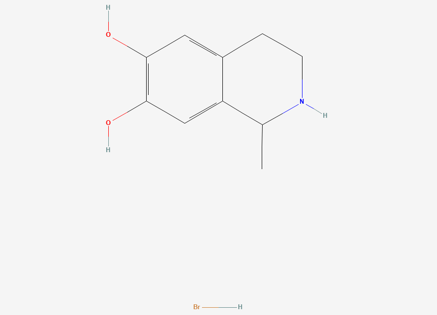 Two-dimensional chemical structure of 1-Methyl-6,7-dihydroxy-1,2,3,4-tetrahydroisoquinoline hydrobromide