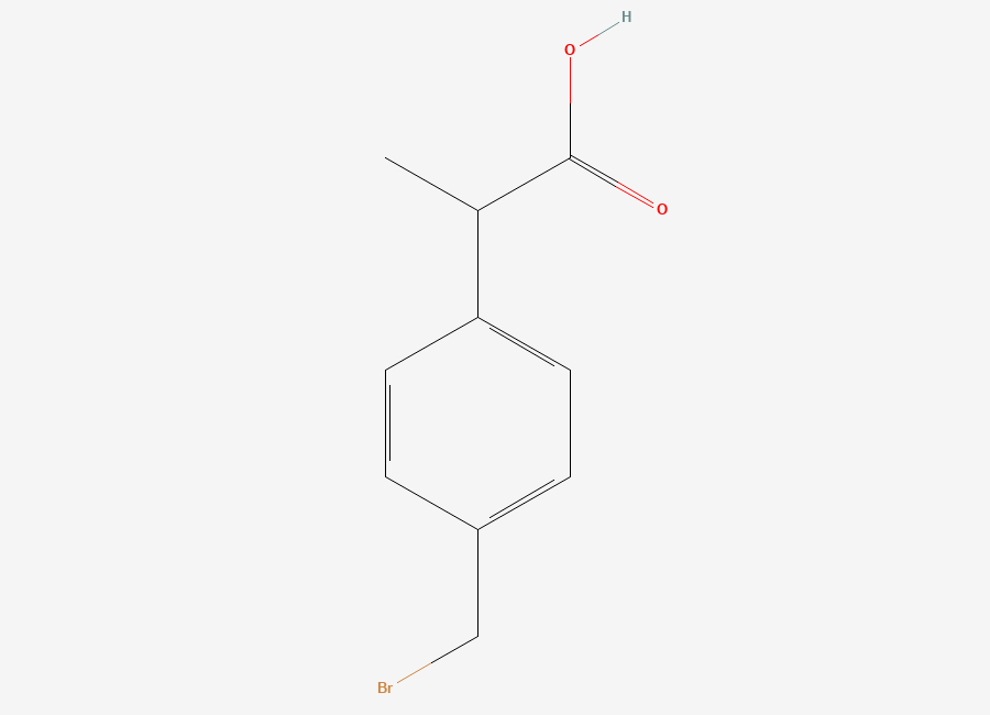 Two-dimensional chemical structure of 2-(4-(Bromomethyl)phenyl)propionic Acid