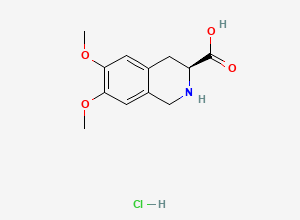 Two-dimensional chemical structure of 6,7-Dimethoxy-1,2,3,4-tetrahydroisoquinoline-3-carboxylic acid hydrochloride, (S)-