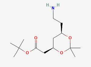 Two-dimensional chemical structure of (4R,6R)-tert-Butyl-6-(2-aminoethyl)-2,2-dimethyl-1,3-dioxane-4-acetate, CAS 125995-13-3