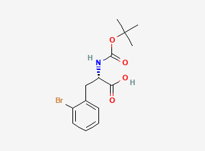 Two-dimensional chemical structure of (2S)-3-(2-bromophenyl)-2-(((tert-butoxy)carbonyl)amino)propanoic acid