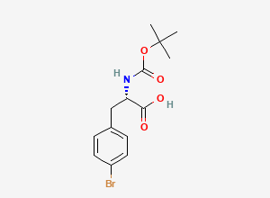 Two-dimensional chemical structure of (2S)-3-(4-bromophenyl)-2-{[(tert-butoxy)carbonyl]amino}propanoic acid