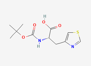 Two-dimensional chemical structure of (S)-2-((tert-Butoxycarbonyl)amino)-3-(thiazol-4-yl)propanoic acid
