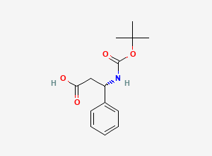 Two-dimensional chemical structure of (3S)-3-{[(tert-butoxy)carbonyl]amino}-3-phenylpropanoic acid
