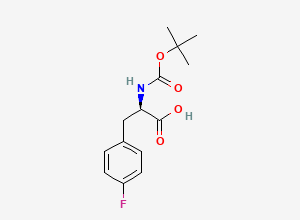 Two-dimensional chemical structure of (2R)-2-(((tert-butoxy)carbonyl)amino)-3-(4-fluorophenyl)propanoic acid