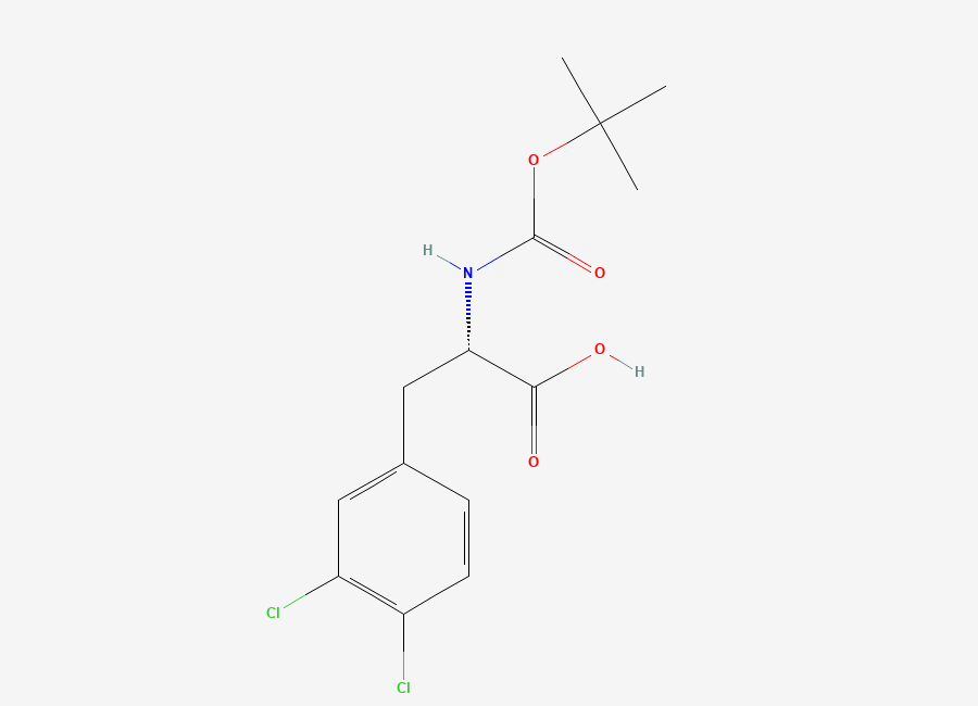 Two-dimensional chemical structure of (2S)-2-(((tert-butoxy)carbonyl)amino)-3-(3,4-dichlorophenyl)propanoic acid