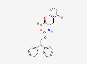 Two-dimensional chemical structure of (2S)-2-{[(9H-Fluoren-9-ylmethoxy)carbonyl]amino}-3-(2-fluorophenyl)propanoic acid