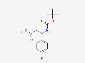 Two-dimensional chemical structure of 3-[(Tert-butoxycarbonyl)amino]-3-(4-fluorophenyl)propanoic acid