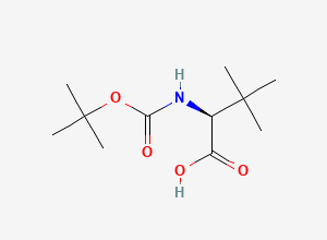 Two-dimensional chemical structure of (S)-2-((tert-Butoxycarbonyl)amino)-3,3-dimethylbutanoic acid