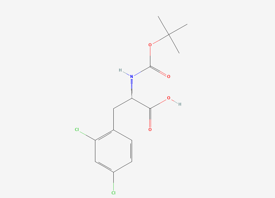 Two-dimensional chemical structure of (S)-2-((tert-Butoxycarbonyl)amino)-3-(2,4-dichlorophenyl)propanoic acid