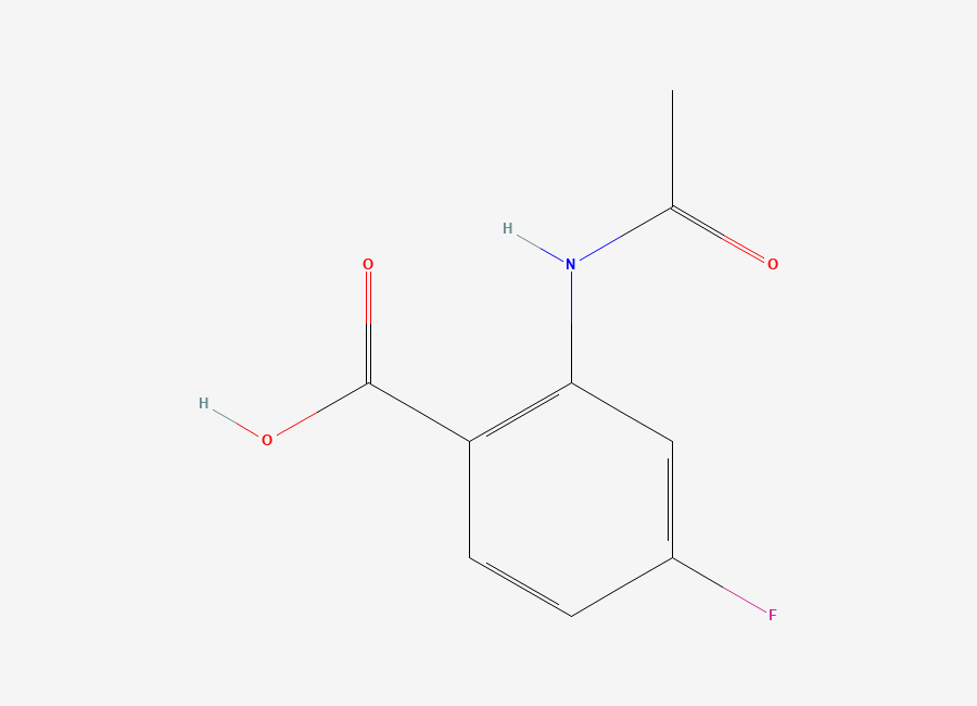 Two-dimensional chemical structure of 2-Acetamido-4-fluorobenzoic acid