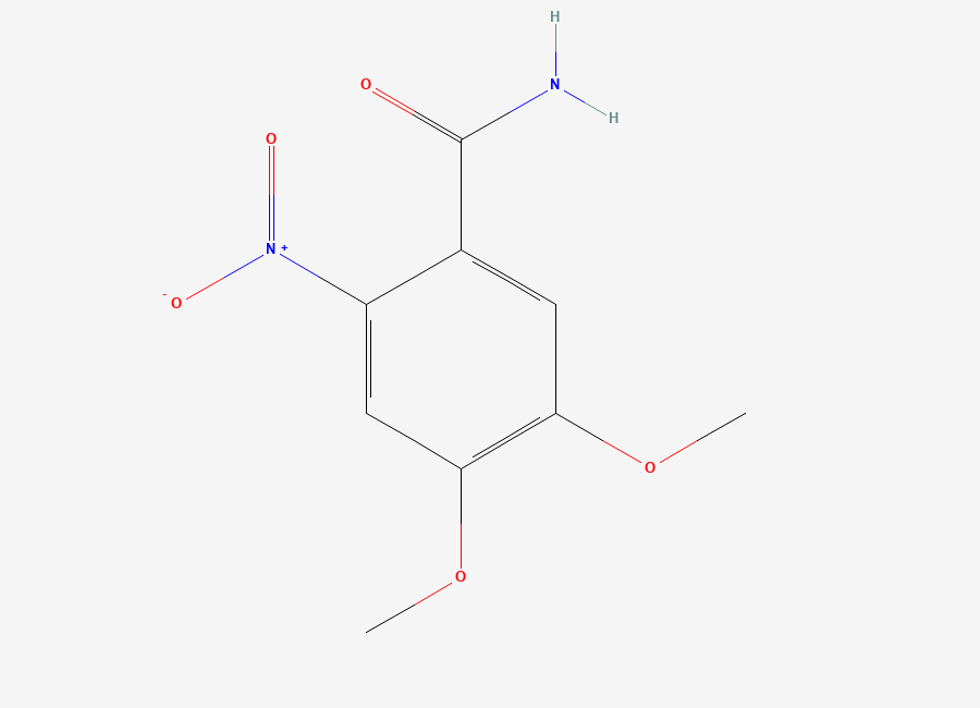 Two-dimensional chemical structure of 3,4-Dimethoxy-6-nitrobenzamide