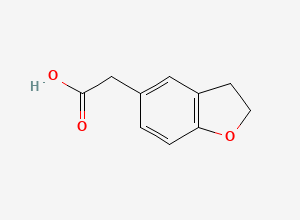 Two-dimensional chemical structure of 2,3-dihydro-1-benzofuran-5-yl-acetic acid, CAS 69999-16-2
