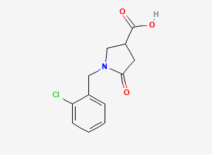 Two-dimensional chemical structure of 1-(2-Chlorobenzyl)-5-oxopyrrolidine-3-carboxylic acid