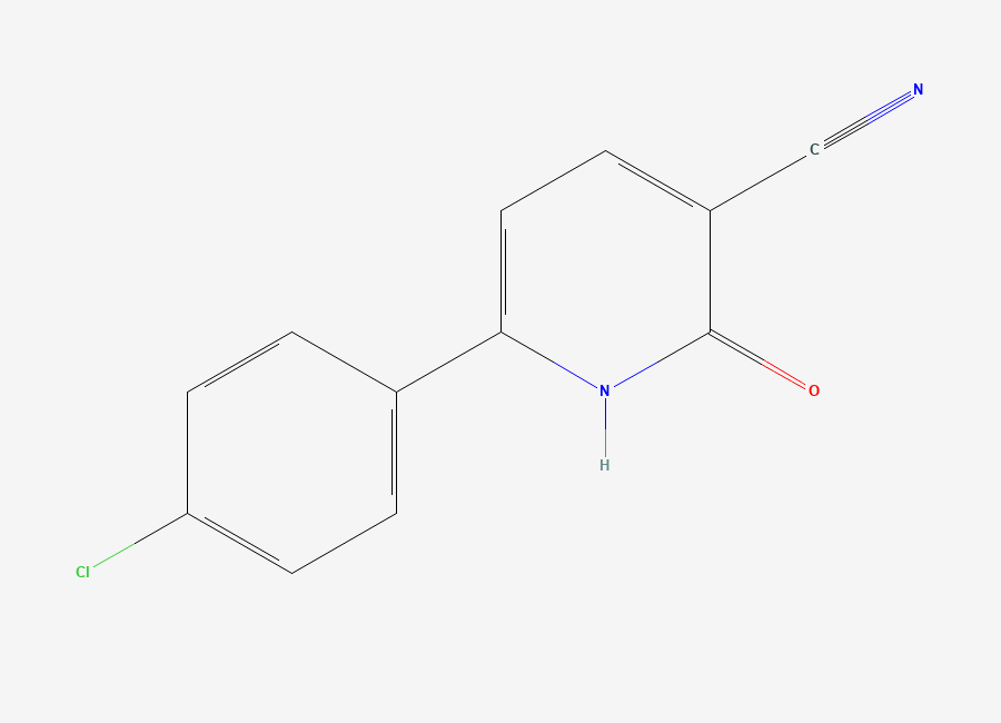 Two-dimensional chemical structure of 6-(4-Chlorophenyl)-2-oxo-1,2-dihydropyridine-3-carbonitrile