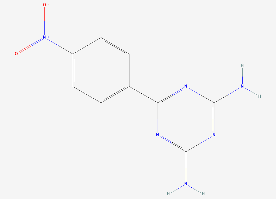 Two-dimensional chemical structure of 6-(4-Nitrophenyl)-1,3,5-triazine-2,4-diamine