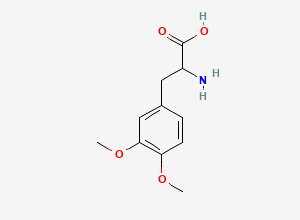 Two-dimensional chemical structure of 3,4-Dimethoxyphenylalanine, DL-