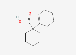 Two-dimensional chemical structure of 1-(1-Cyclohexen-1-yl)-cyclohexanecarboxylic Acid, CAS 66500-53-6