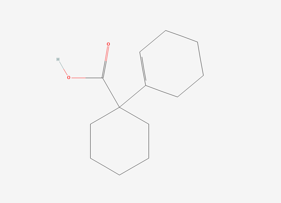 Two-dimensional chemical structure of 1-(1-Cyclohexen-1-yl)-cyclohexanecarboxylic Acid, CAS 66500-53-6