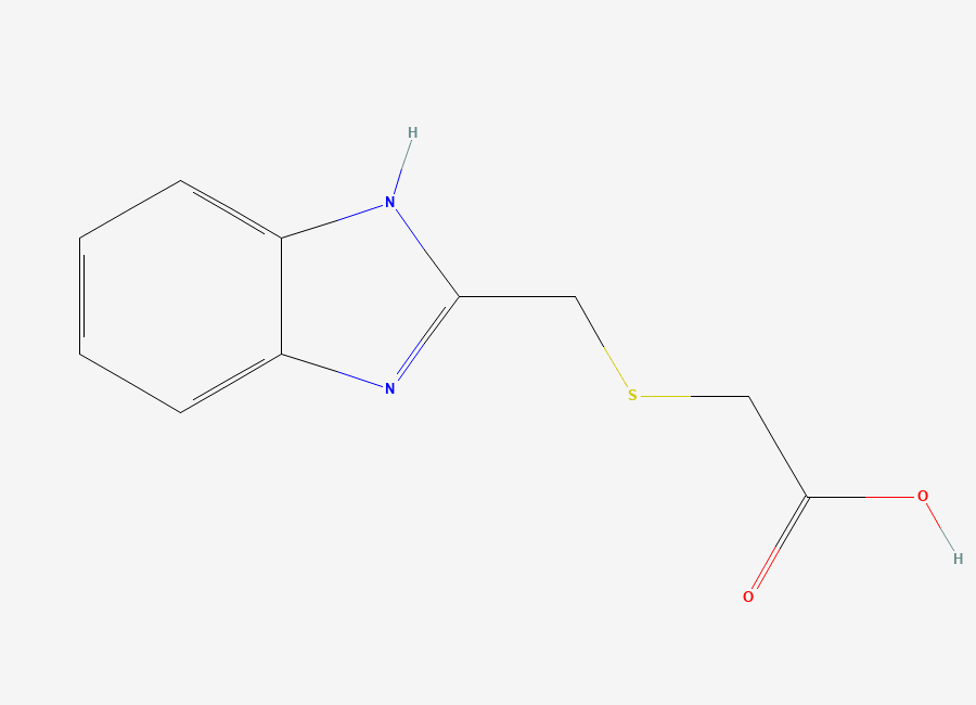 Two-dimensional chemical structure of (2-Benzimidazolylmethylthio)-acetic acid