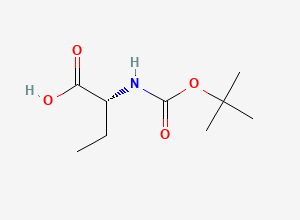 Two-dimensional chemical structure of (2R)-2-[(2-methylpropan-2-yl)oxycarbonylamino]butanoic acid
