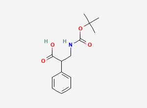 Two-dimensional chemical structure of 3-(((Tert-butoxy)carbonyl)amino)-2-phenylpropanoic acid