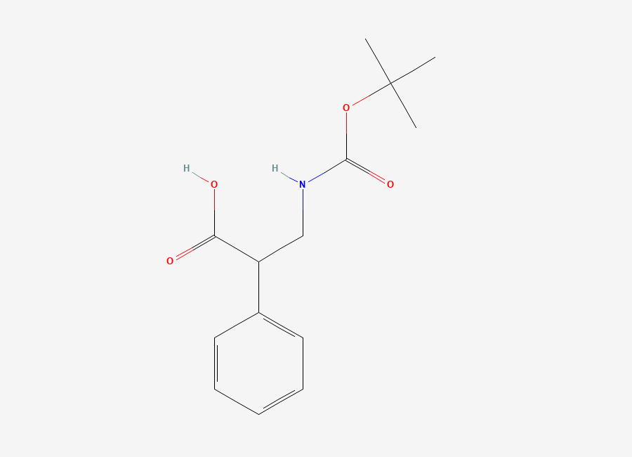 Two-dimensional chemical structure of 3-(((Tert-butoxy)carbonyl)amino)-2-phenylpropanoic acid