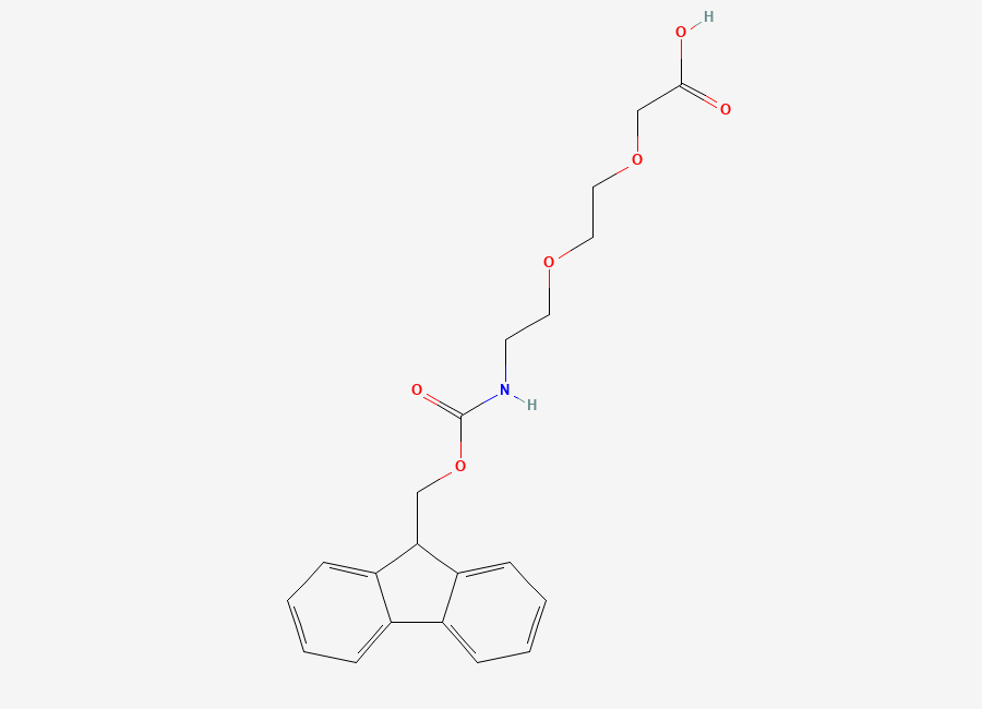 Two-dimensional chemical structure of 2-(2-(2-((((9H-fluoren-9-yl)methoxy)carbonyl)amino)ethoxy)ethoxy)acetic acid