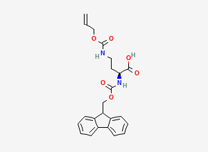 Two-dimensional chemical structure of (2S)-2-((((9H-Fluoren-9-yl)methoxy)carbonyl)amino)-4-((((prop-2-en-1-yl)oxy)carbonyl)amino)butanoic acid