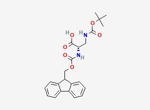 Two-dimensional chemical structure of (2S)-3-{[(tert-butoxy)carbonyl]amino}-2-({[(9H-fluoren-9-yl)methoxy]carbonyl}amino)propanoic acid