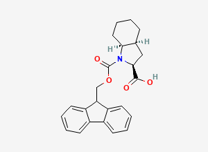 Two-dimensional chemical structure of (2S,3aS,7aS)-1-(((9H-fluoren-9-yl)methoxy)carbonyl)-octahydro-1H-indole-2-carboxylic acid