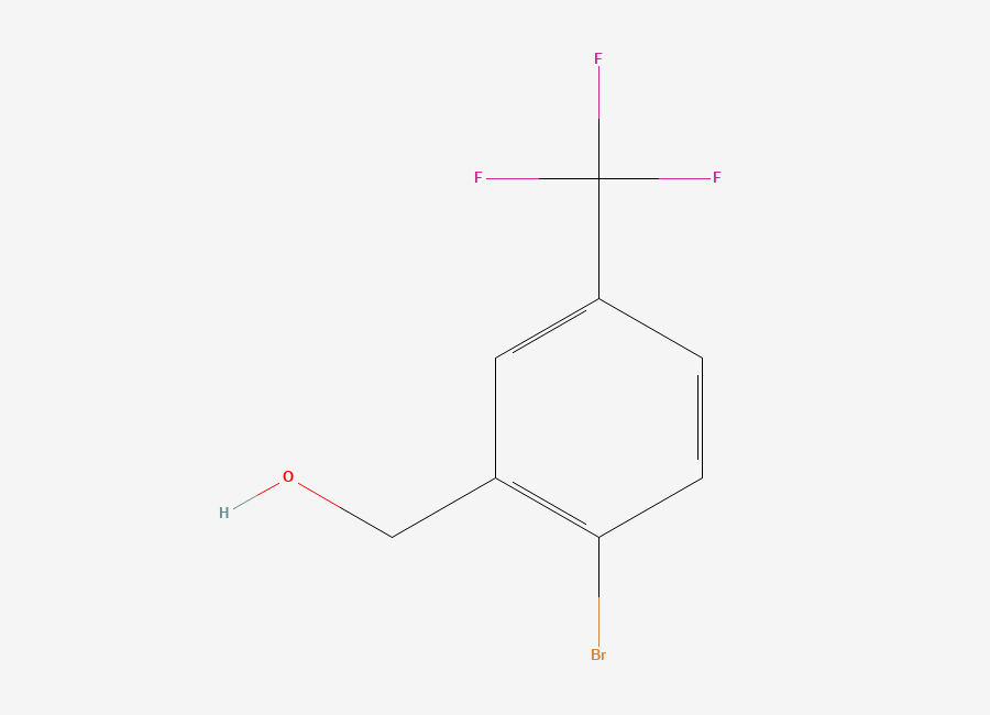 Two-dimensional chemical structure of 2-Bromo-5-(trifluoromethyl)benzyl alcohol
