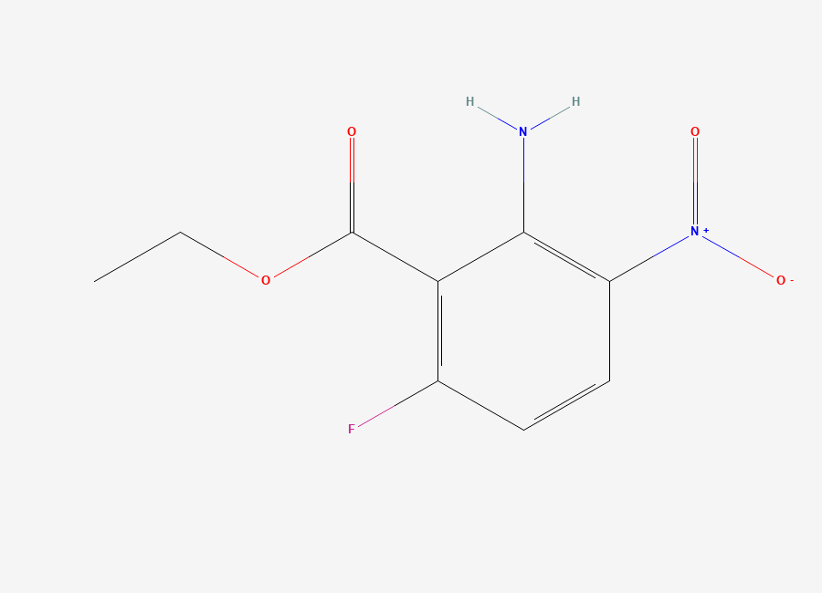 Two-dimensional chemical structure of Benzoic acid, 2-amino-6-fluoro-3-nitro-, ethyl ester