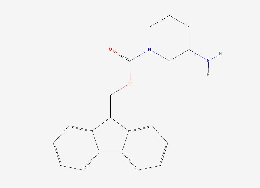 Two-dimensional chemical structure of (9H-Fluoren-9-yl)methyl 3-aminopiperidine-1-carboxylate