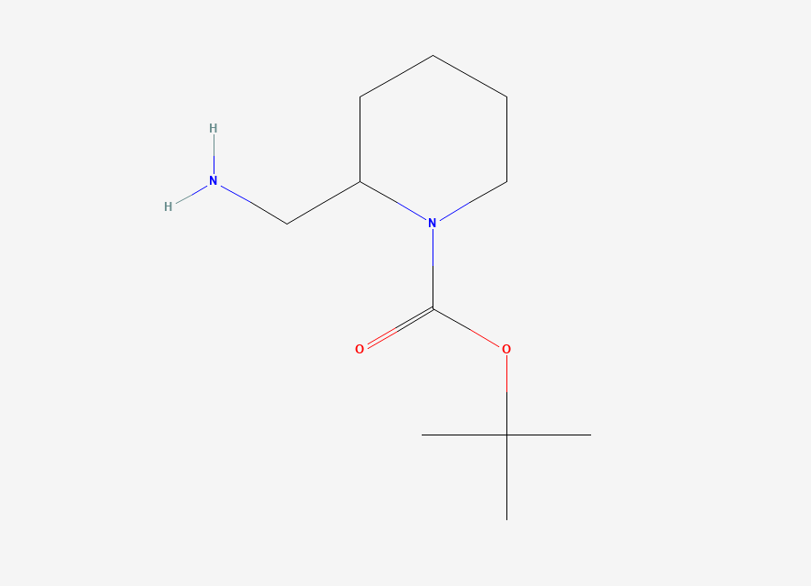 Two-dimensional chemical structure of tert-Butyl 2-(aminomethyl)piperidine-1-carboxylate