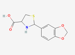 Two-dimensional chemical structure of 2-(1,3-Benzodioxol-5-yl)-4-thiazolidinecarboxylic acid