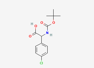 Two-dimensional chemical structure of 2-(((Tert-butoxy)carbonyl)amino)-2-(4-chlorophenyl)acetic acid