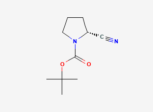 Two-dimensional chemical structure of tert-butyl (2R)-2-cyanopyrrolidine-1-carboxylate