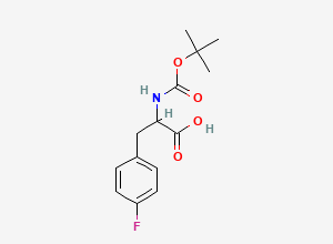 Two-dimensional chemical structure of 2-((tert-Butoxycarbonyl)amino)-3-(4-fluorophenyl)propanoic acid